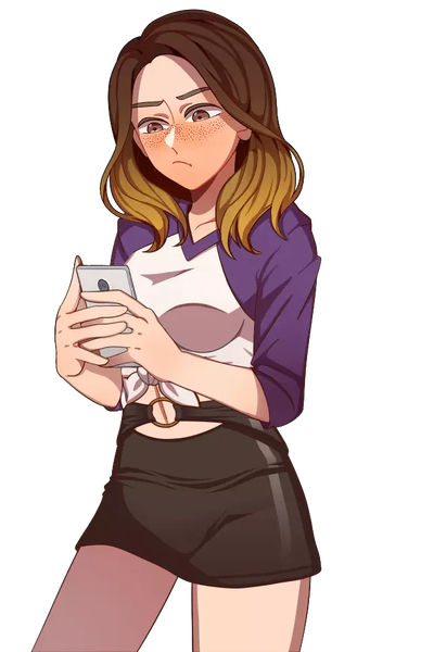 File:Flora Skirt Annoyed Texting.webp